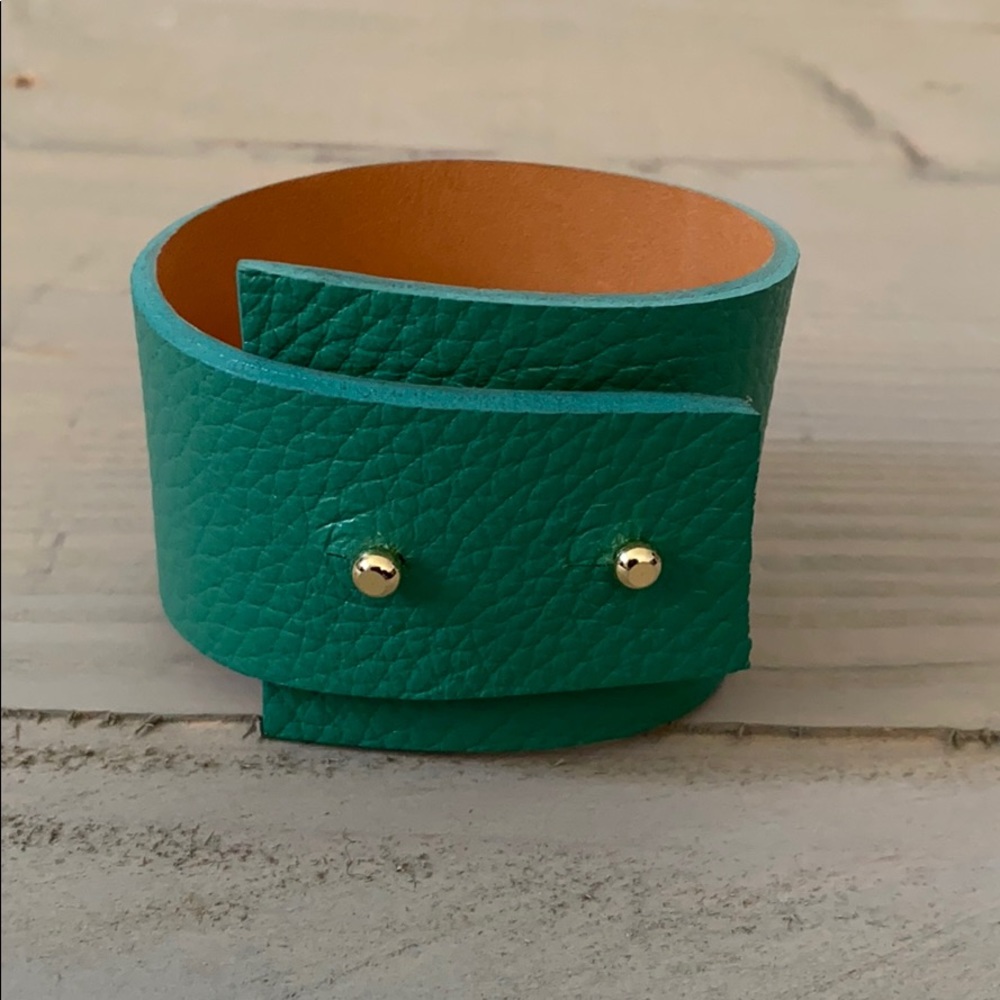 Redondo Frydman Green Leather Cuff Bracelet
